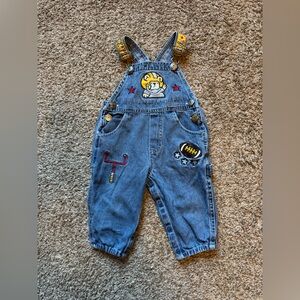 Vintage Boys Denim Overalls Sports Football Teddy Bear Carpenter Jean Patch